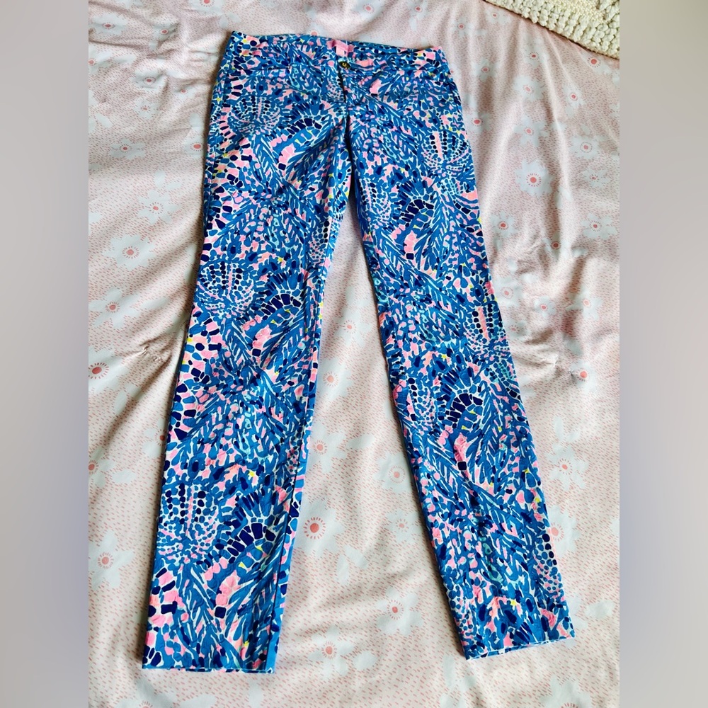 Lilly Pulitzer Kelly Ankle Pants Tic Tac Tile Print Women’s Size 0
